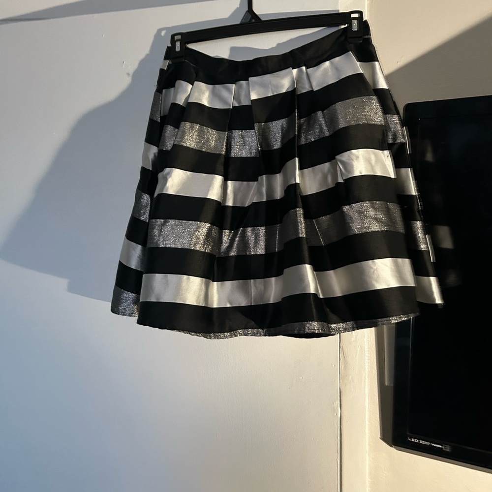 My Michelle Black and Silver Striped Skater Skirt